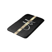 Naam en groot monogram, wit zwart goud badmat (Gekanteld)