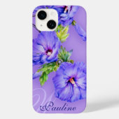 Naam en initiaal hibiscus blue paars Case-Mate iPhone case (Achterkant)