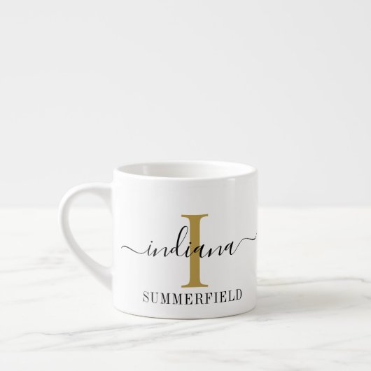 Naam en Initiaal monogram script Espresso Kop (Links)