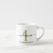 Naam en Initiaal monogram script Espresso Kop (Rechts)