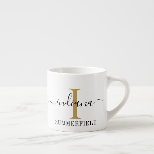 Naam en Initiaal monogram script Espresso Kop (Rechts)