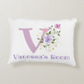 Naam en Initiaal op een Floral Design. Accent Kussen (Achterkant)