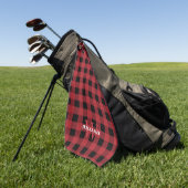 Naam en Initiaal rode buffel  Golfhanddoek (Groen)