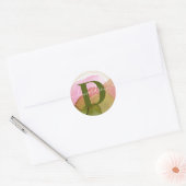Naam en initiaal van klasscript | Roze en groen Ronde Sticker (Envelop)