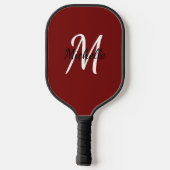 Naam en Initiaal van modern minimaal rood monogram Pickleball Paddle (Achterkant)