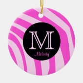 Naam en Initiaal Zebra Print Kerst Ornamenten (Voorkant)