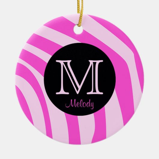 Naam en Initiaal Zebra Print Kerst Ornamenten (Voorkant)