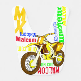 Naam en Leeftijd Motorfiets Leuk Kleurrijk Patroon Baby Slabbetje