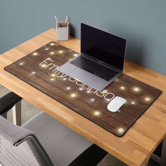 Naam en Licht String op eiken Bureaumat (Kantoor 2)