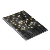 Naam en Lichte Koord op Zwart Hout Notitieboek (Rechterzijde)