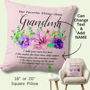 Naam en lijst wijzigen - Favoriete zaken over oma Kussen