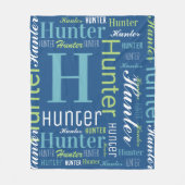 Naam en monogram Cloud Word Art Blanket voor jonge Fleece Deken (Voorkant)