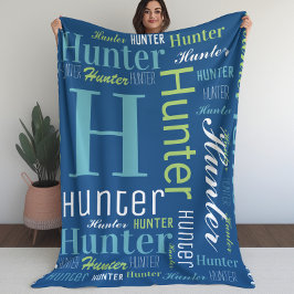 Naam en monogram Cloud Word Art Blanket voor jonge Fleece Deken