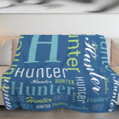 Naam en monogram Cloud Word Art Blanket voor jonge Fleece Deken