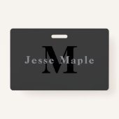 Naam en monogram | Donkergrijs Badge (Voorkant)