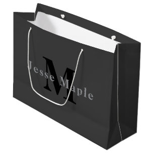 Naam en monogram Donkergrijs Groot Cadeauzakje