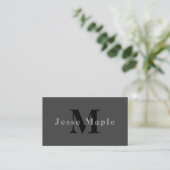 Naam en monogram | Donkergrijs Informatiekaartje (Staand voorkant)