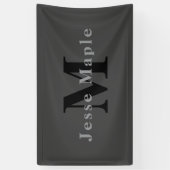 Naam en monogram | Donkergrijs Spandoek (Verticaal)