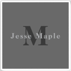 Naam en monogram   Donkergrijs Sticker