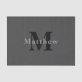 Naam en monogram | Donkergrijs Tissuepapier (Voorkant)