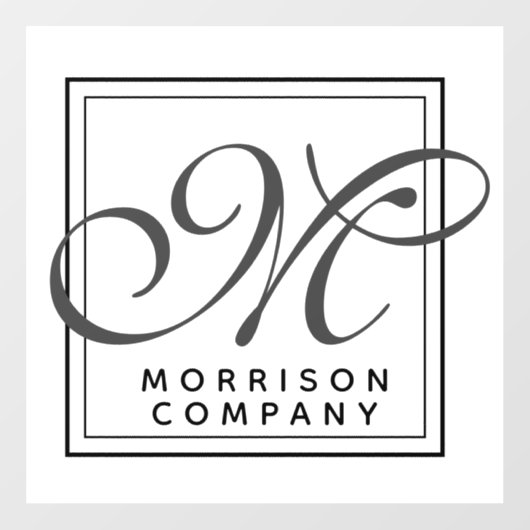 Naam en monogram legant raamsticker (Vel)