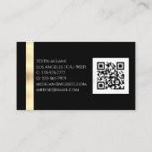 Naam en monogram, QR-code, White & Gold Marble Vs Visitekaartje (Achterkant)
