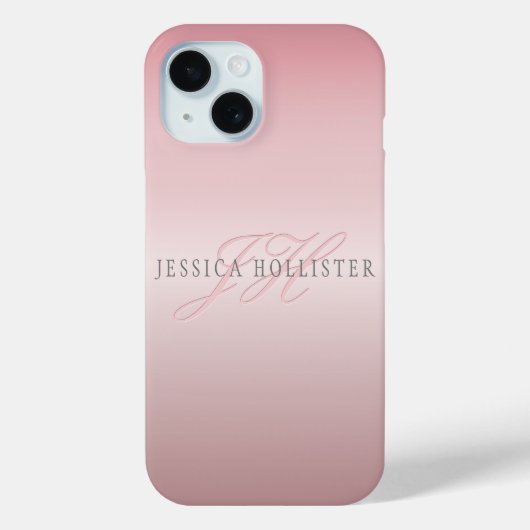 Naam en monogram | Soft FAUX Roos Gold Blush Case-Mate iPhone Case (Achterkant)