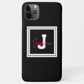 Naam en monogram van de kabelvorm | Zwart wit en r Case-Mate iPhone Case (Achterkant)
