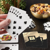 Naam en monogram, zwarte & gouddoos, Gold Agate Pokerkaarten (Insitu)