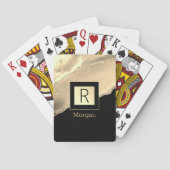 Naam en monogram, zwarte & gouddoos, Gold Agate Pokerkaarten (Achterkant)