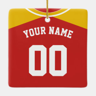 Naam en nummer Baseball Softball Jersey Sjabloon Keramisch Ornament