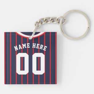 Naam en nummer Jersey Keyring, Baseball Softball Sleutelhanger