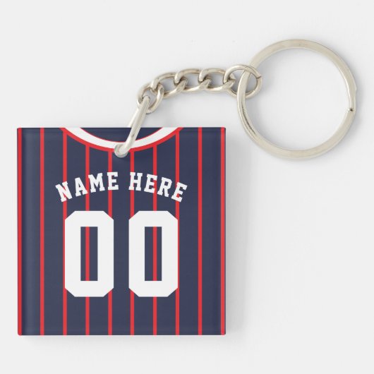 Naam en nummer Jersey Keyring, Baseball Softball Sleutelhanger (Achterkant)