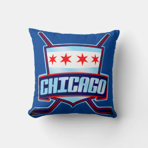 Naam en nummer van de Chicago Flag Hockey Logo Kussen