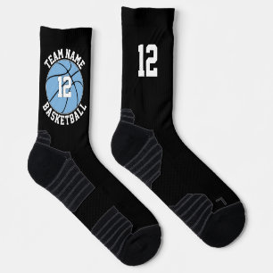 Naam en nummer van het Light Blue Basketball Playe Sokken