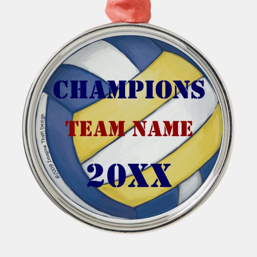 Naam en nummer volleybalteam metalen ornament (Voorkant)
