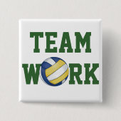 Naam en nummer volleybalteam vierkante button 5,1 cm (Voorkant)