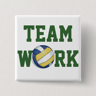 Naam en nummer volleybalteam vierkante button 5,1 cm