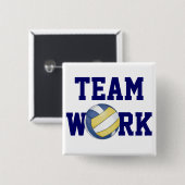 Naam en nummer volleybalteam vierkante button 5,1 cm (Voorkant /achterkant)