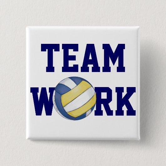 Naam en nummer volleybalteam vierkante button 5,1 cm (Voorkant)