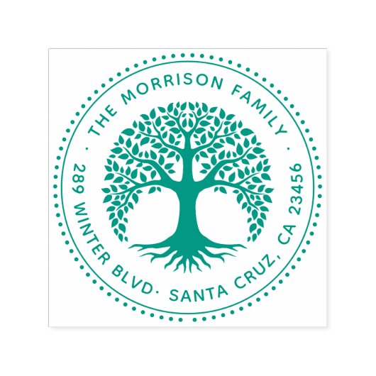 Naam en retouradres van levenscyclus rondom de fam zelfinktende stempel (Design)