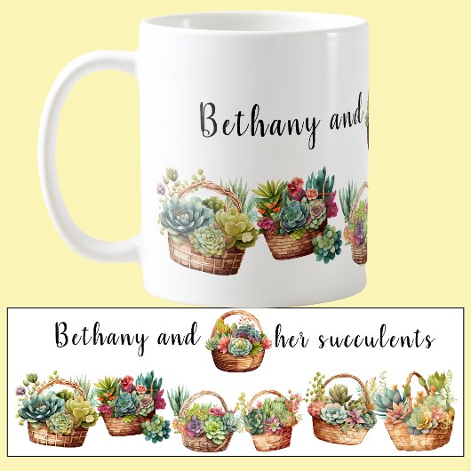 Naam en tekst toevoegen, mandjes van Succulent Pla Koffiemok