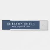 Naam en titel donkerblauwe professional deurbordje (Voorkant)