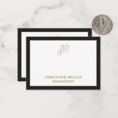 Naam en titel van modern script notitiekaartje (Voorkant / Achterkant in situ)