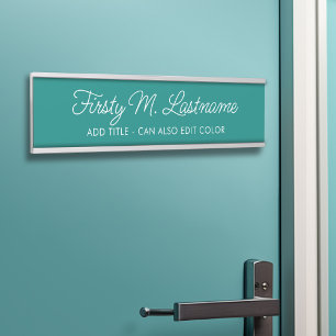 Naam- en titelkalligrafie - KAN TEAL KLEUR BEWERKE Deurbordje