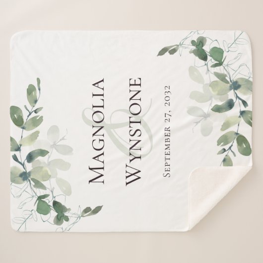 Naam Eucalyptus Couple Datum Sherpa Deken (Voorkant (horizontaal))