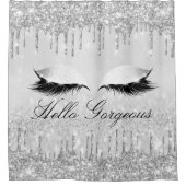 Naam Eyelashes Makeup Silver Grey Girly Drivers Douchegordijn (Voorkant)