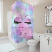 Naam Eyelashes Uitbreiding Roze holographic Glitte Douchegordijn (In situ)