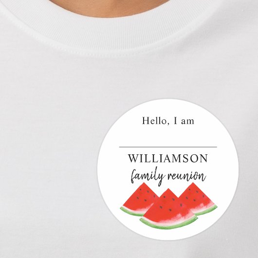 Naam familie-reünie watermeloen ronde sticker