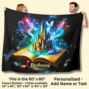 Naam, Fantasy Boek Kasteel Fleece Deken